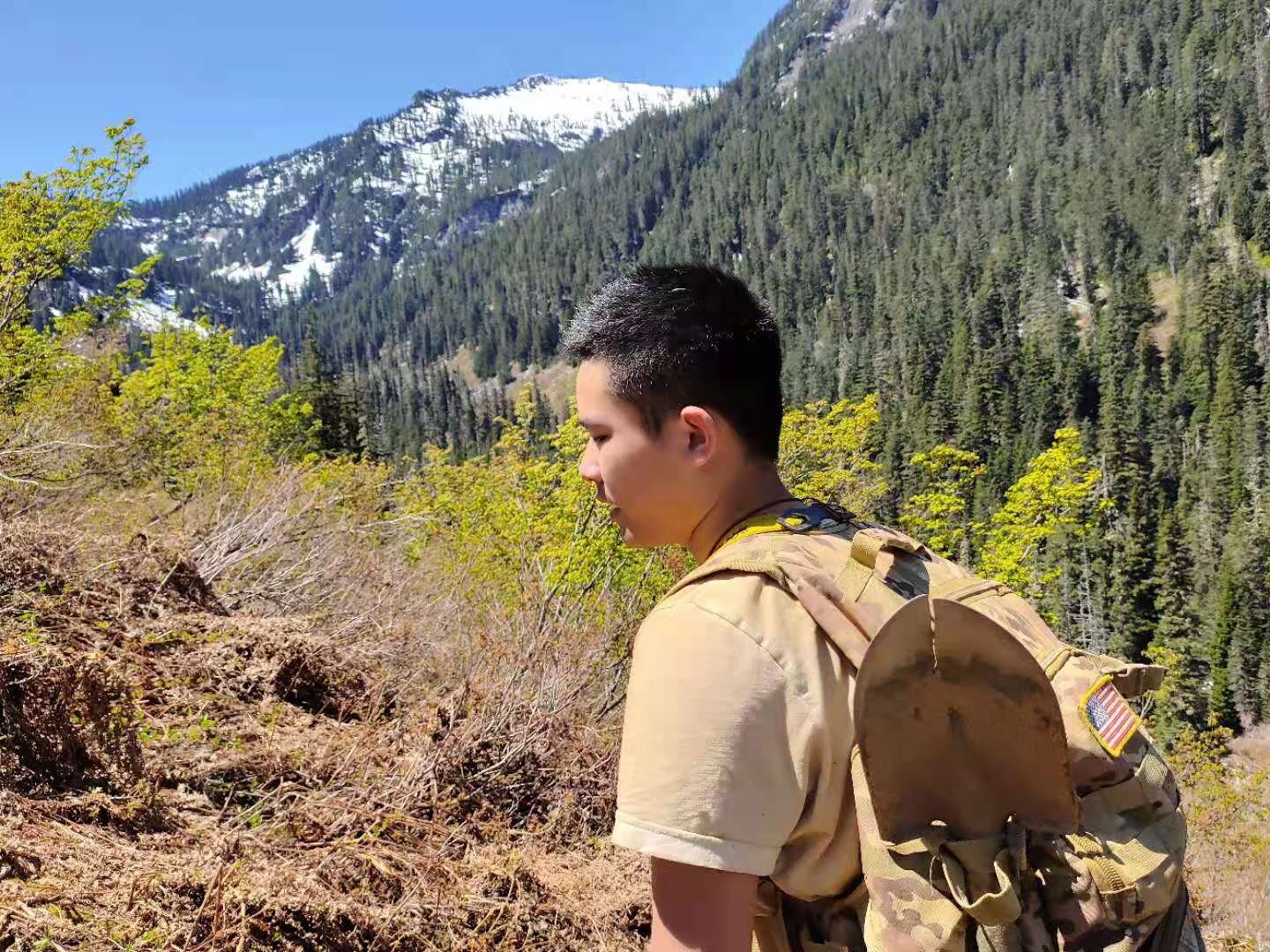 Bushwacking up the North Fork Snoqualmie River drainage in May 2020.