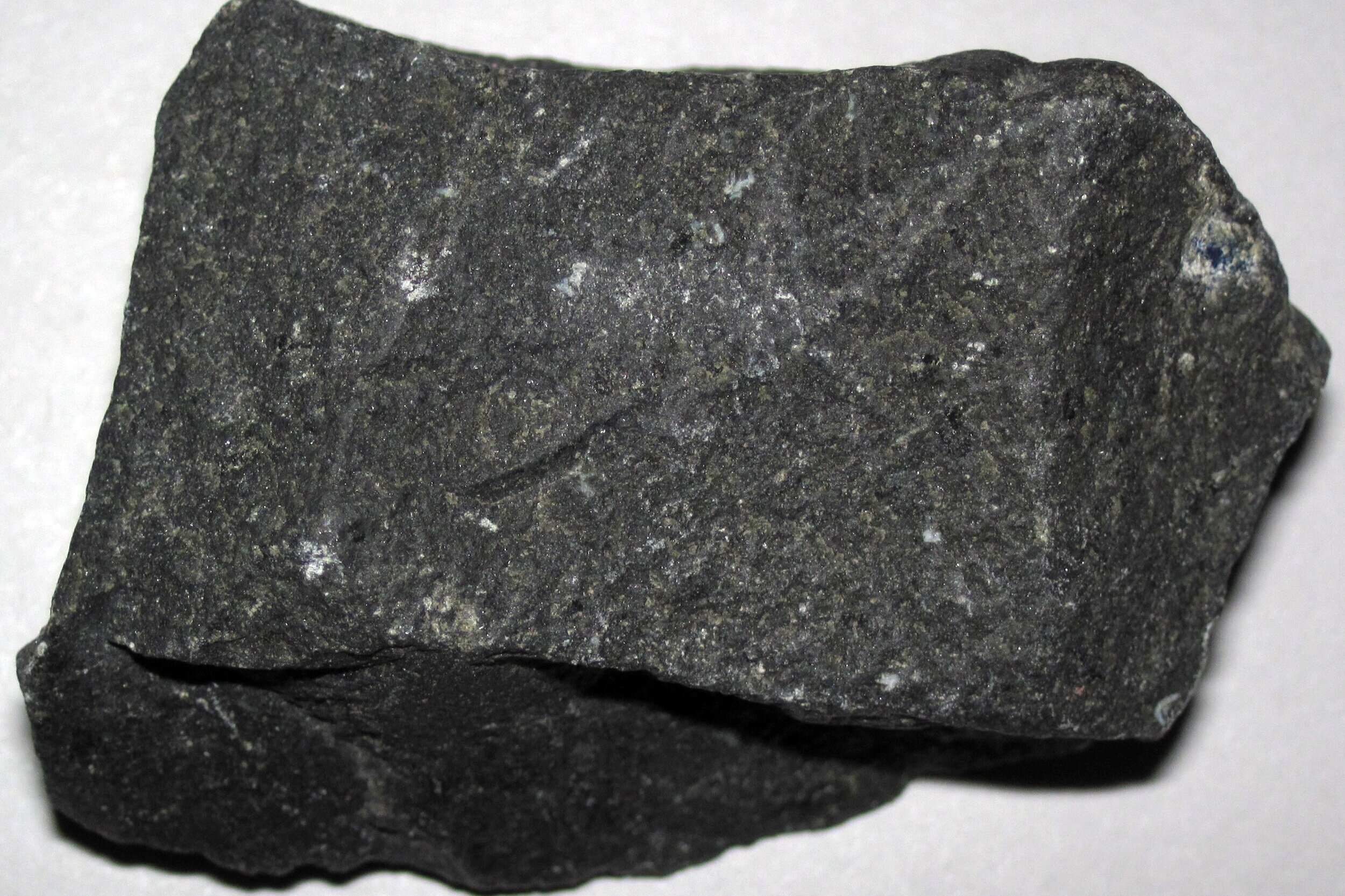 Here’s some basalt. This is a dark, dense rock that formed when lava cooled quickly above ground - either on land or in the ocean.